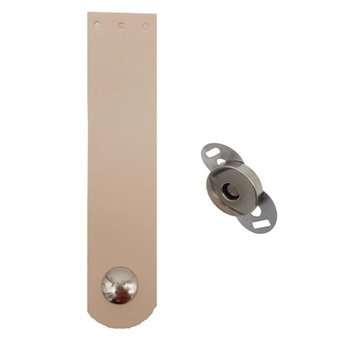 Çanta Aksesuar Tek Kat Suni Deri Krem Gümüş Metalli Kapak