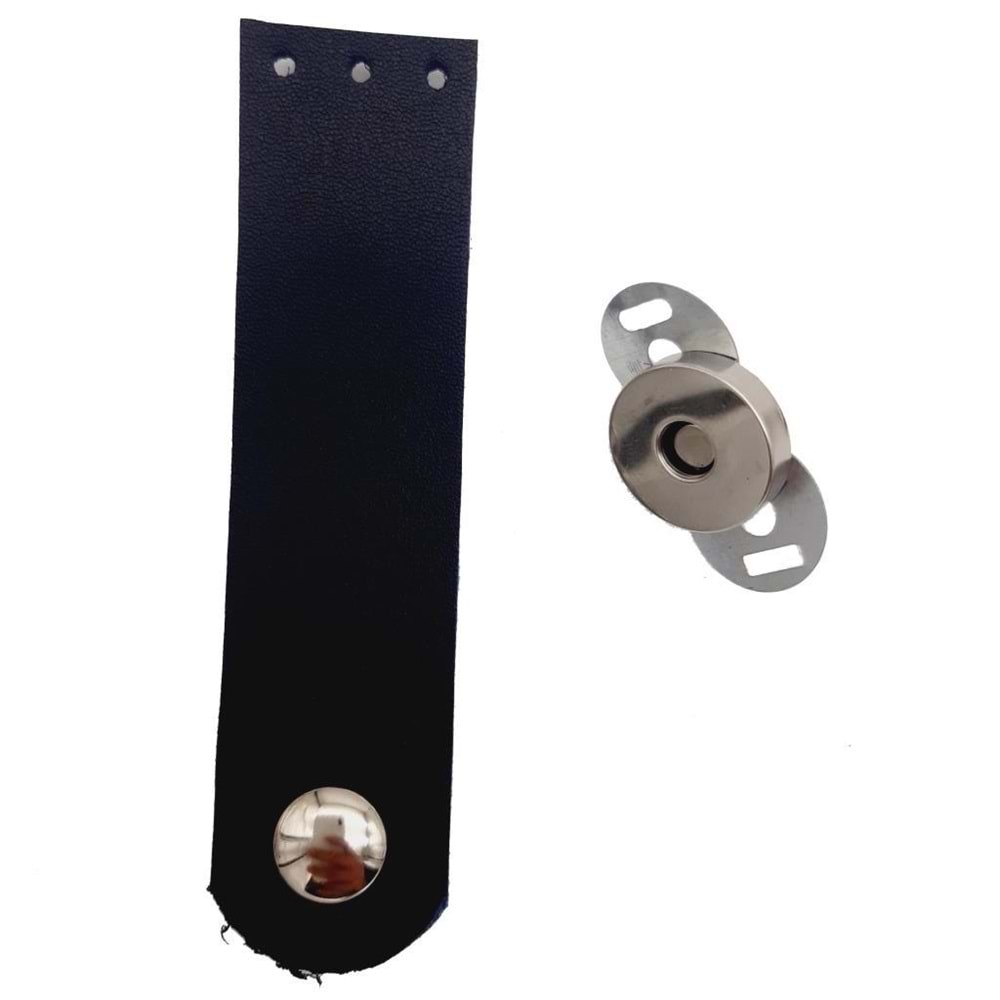 Çanta Aksesuar Tek Kat Suni Deri Lacivert Gümüş Metalli Kapak