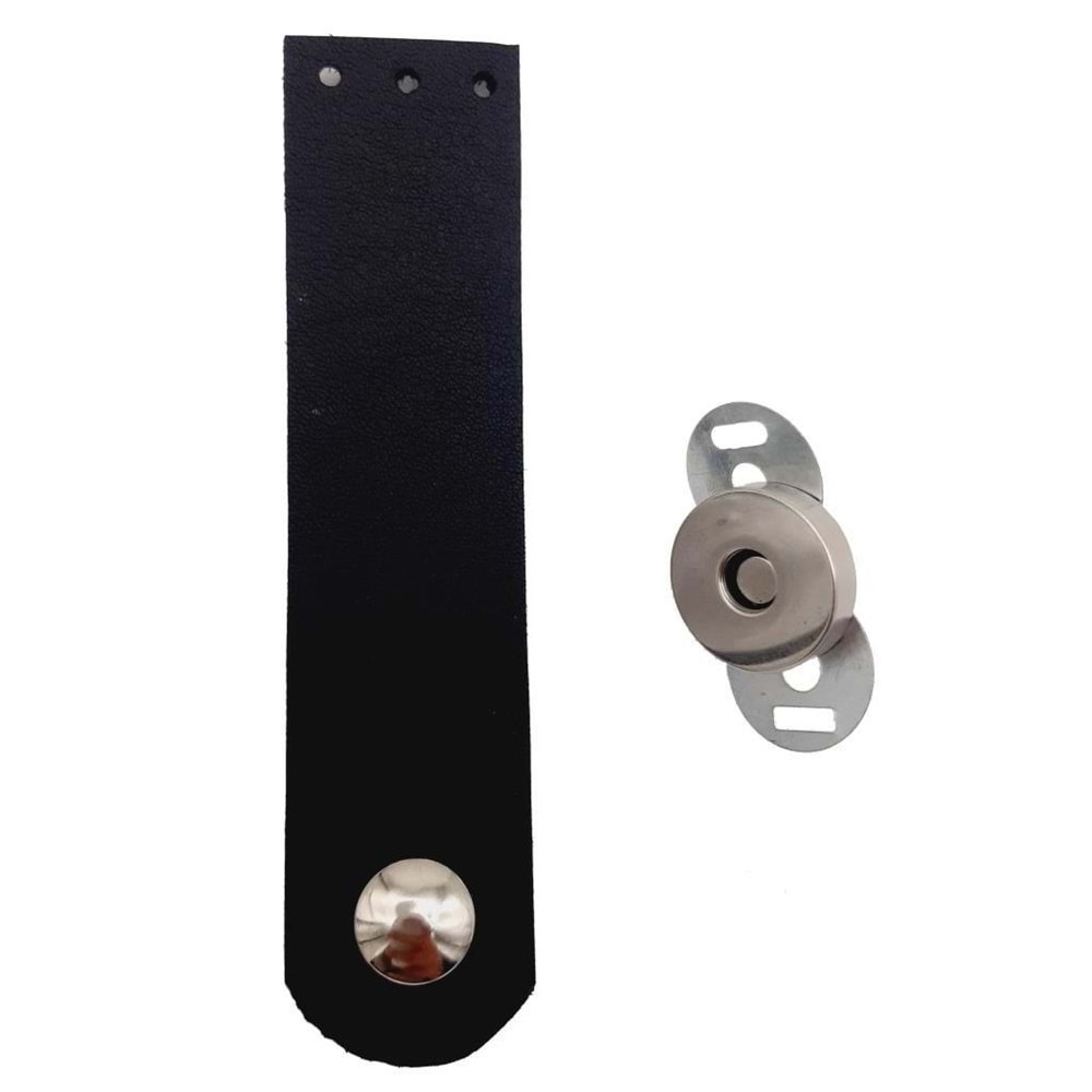 Çanta Aksesuar Tek Kat Suni Deri Siyah Gümüş Metalli Kapak