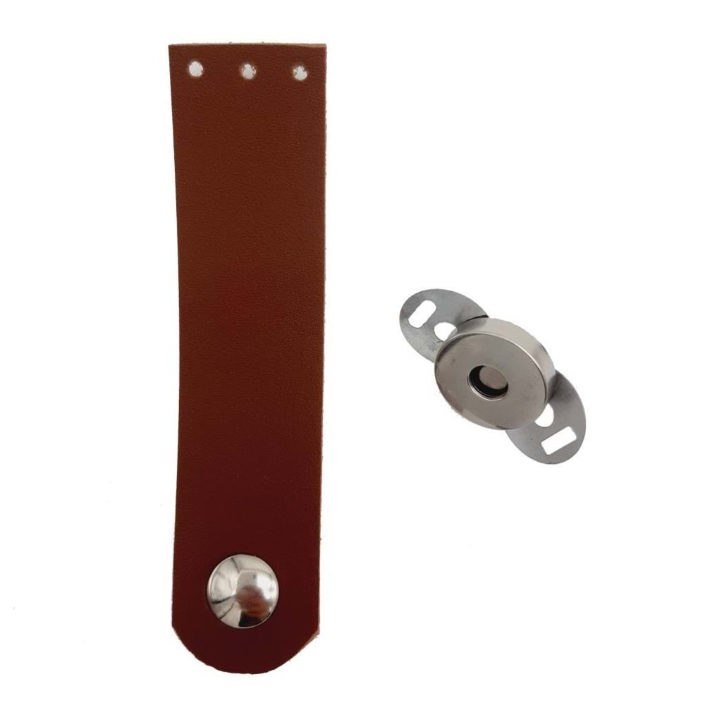 Çanta Aksesuar Tek Kat Suni Deri Taba Gümüş Metalli Kapak