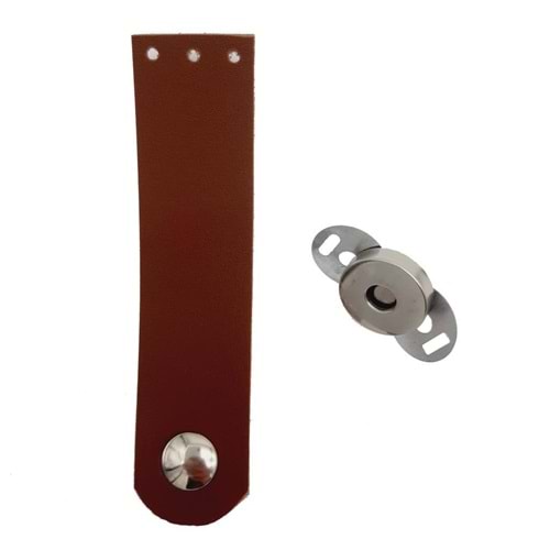 Çanta Aksesuar Tek Kat Suni Deri Taba Gümüş Metalli Kapak