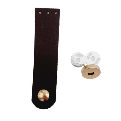 Çanta Aksesuar Tek Kat Suni Deri Kahverengi Light Gold Metalli Kapak