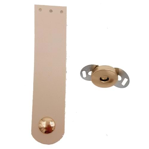 Çanta Aksesuar Tek Kat Suni Deri Krem Light Gold Metalli Kapak