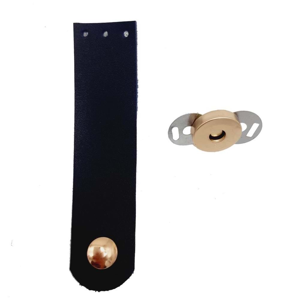 Çanta Aksesuar Tek Kat Suni Deri Lacivert Light Gold Metalli Kapak