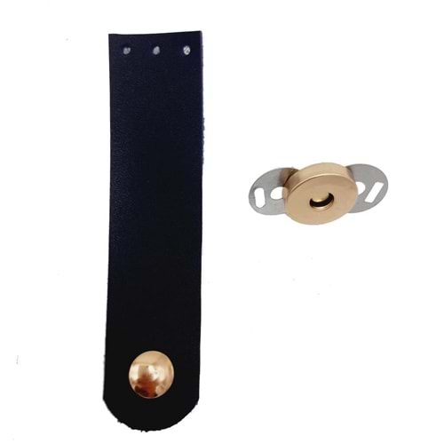 Çanta Aksesuar Tek Kat Suni Deri Lacivert Light Gold Metalli Kapak