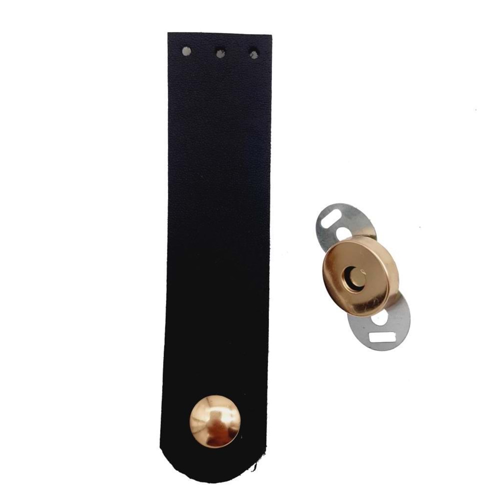 Çanta Aksesuar Tek Kat Suni Deri Siyah Light Gold Metalli Kapak