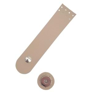 Çanta Aksesuar 14x3 cm Suni Deri Kapak Bej Renk Gümüş Metalli