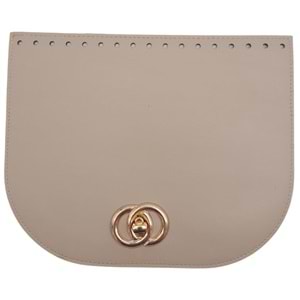 Çanta Aksesuar 24x19 cm Suni Deri Bej Renk Kapak Light Gold Metalli