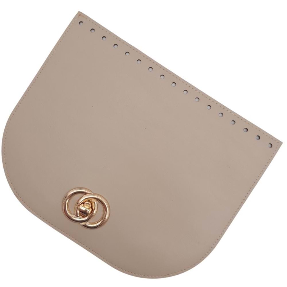 Çanta Aksesuar 24x19 cm Suni Deri Bej Renk Kapak Light Gold Metalli