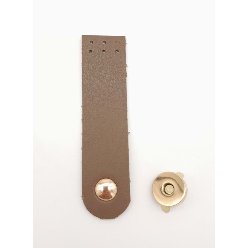 Çanta Aksesuar Vizon Renk Tek Kat Suni Deri Kapak 10.5x2.5 cm Light Gold Metal