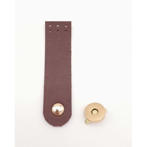 Çanta Aksesuar Bordo Renk Tek Kat Suni Deri Kapak 10.5x2.5 cm Light Gold Metal