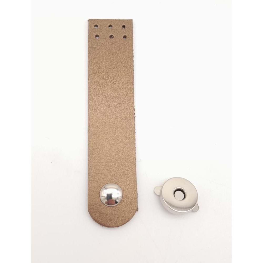 Çanta Aksesuar Bakır Renk Tek Kat Suni Deri Kapak 10.5x2.5 cm Gümüş Metal