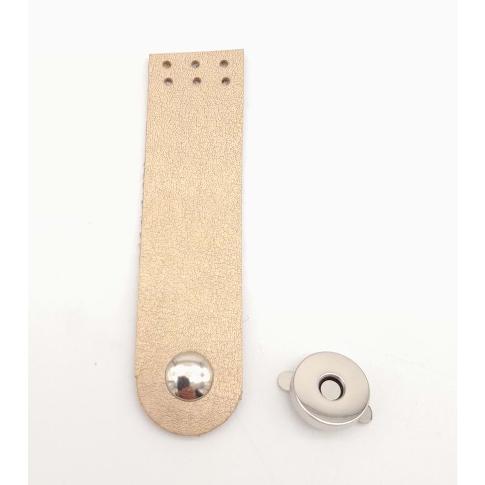 Çanta Aksesuar Gold Renk Tek Kat Suni Deri Kapak 10.5x2.5 cm Gümüş Metal