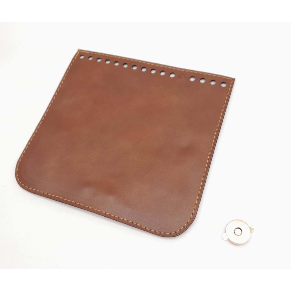Çanta Aksesuar Taba Renk Suni Deri 16.5X16 Cm Çanta Kapağı Light Gold Metalli