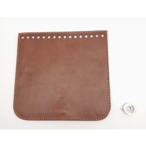 Çanta Aksesuar Taba Renk Suni Deri 16.5X16 Cm Çanta Kapağı Gümüş Metalli