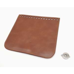 Çanta Aksesuar Taba Renk Suni Deri 16.5X16 Cm Çanta Kapağı Gümüş Metalli