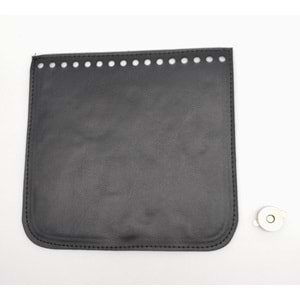 Çanta Aksesuar Siyah Renk Suni Deri 16.5X16 Cm Çanta Kapağı Light Gold Metalli