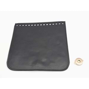 Çanta Aksesuar Siyah Renk Suni Deri 16.5X16 Cm Çanta Kapağı Light Gold Metalli