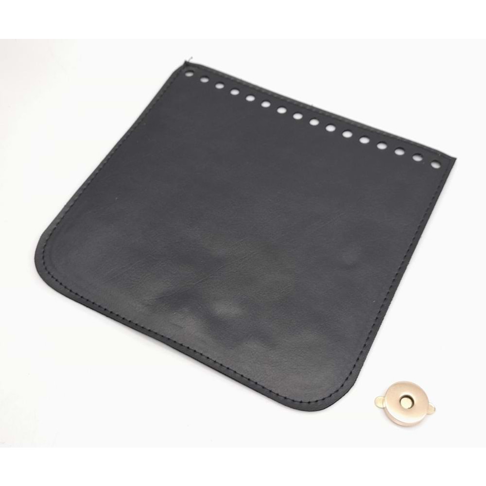 Çanta Aksesuar Siyah Renk Suni Deri 16.5X16 Cm Çanta Kapağı Light Gold Metalli