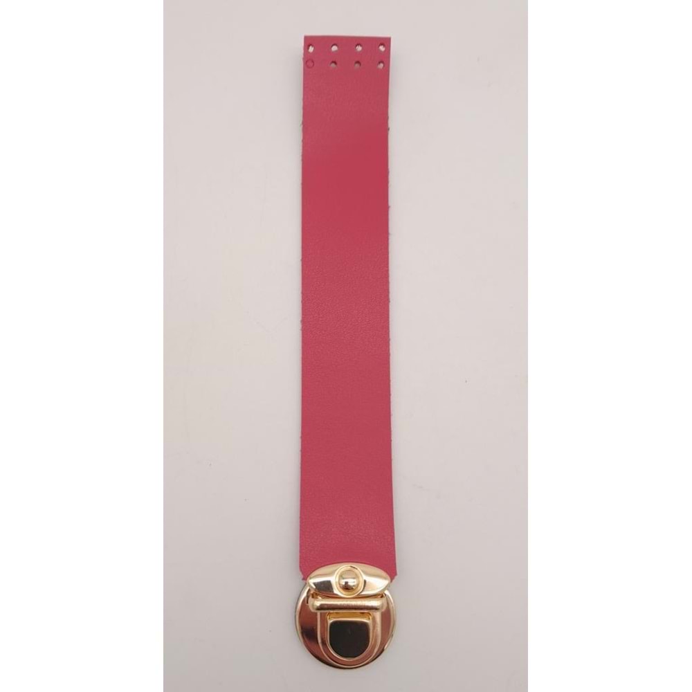 Çanta Aksesuar Fuşya 20x3 Cm Tek Kat Suni Deri Kapak Light Gold Metal