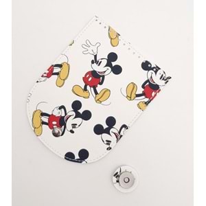 Çanta Aksesuar 16x12 cm Suni Deri Miki Mouse Desenli Kapak Füme Metalli