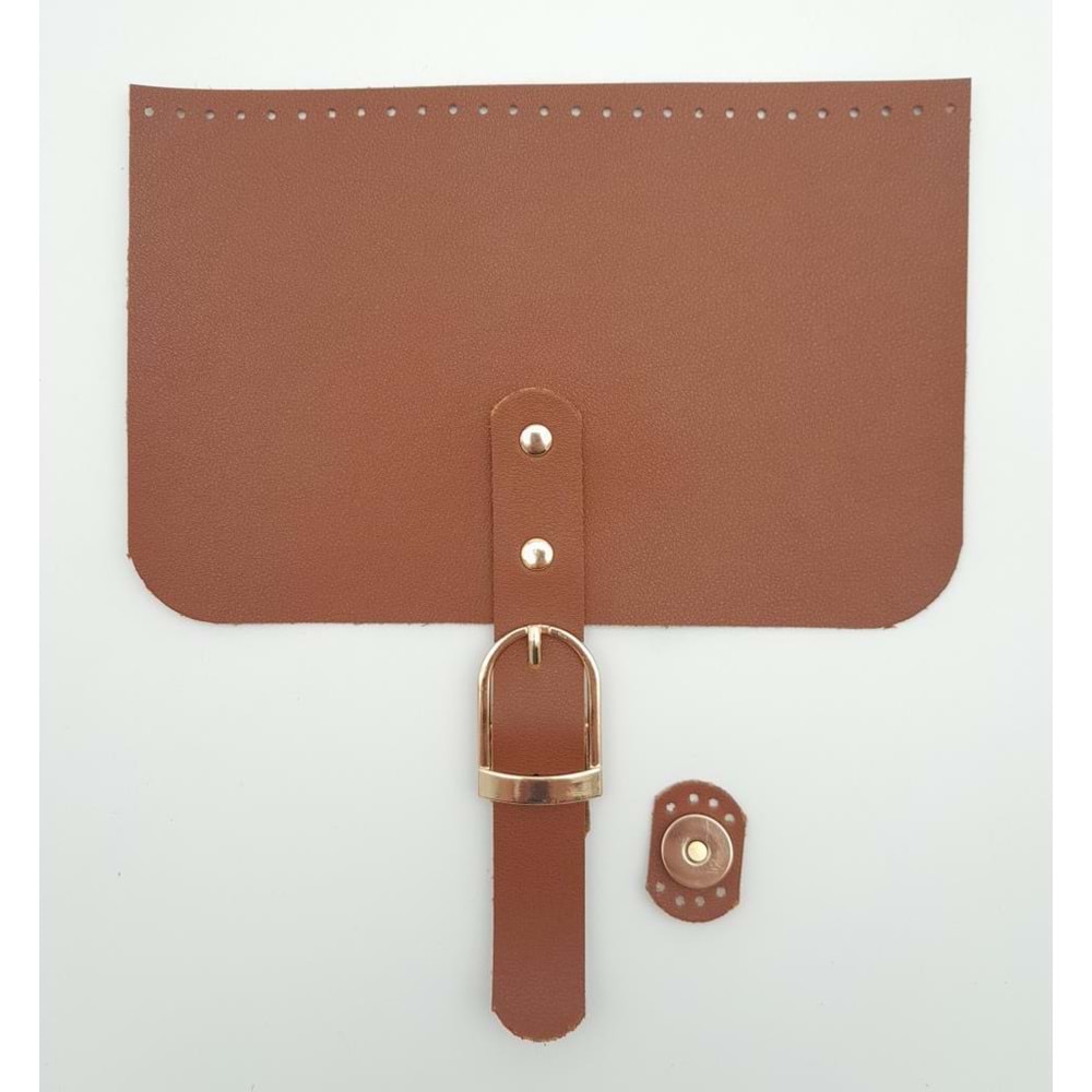 Çanta Aksesuar 22x24 cm Suni Deri Taba Renk Çanta Kapağı Light Gold Metalli