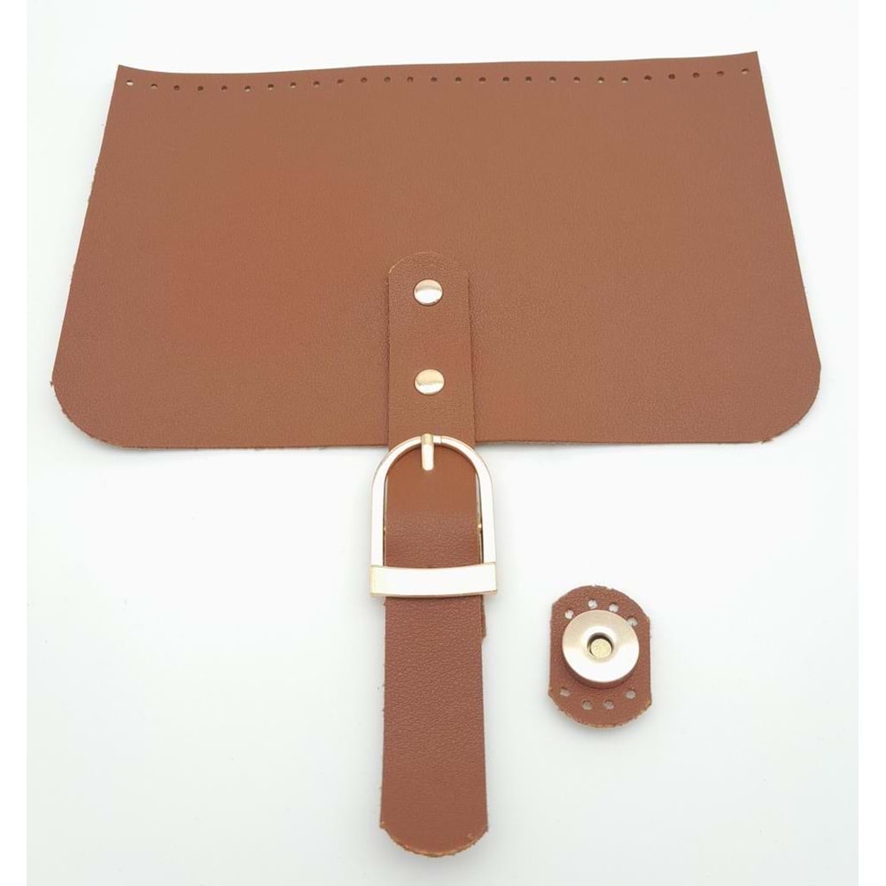 Çanta Aksesuar 22x24 cm Suni Deri Taba Renk Çanta Kapağı Light Gold Metalli