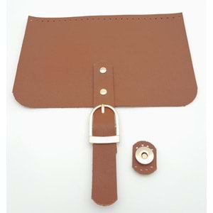 Çanta Aksesuar 22x24 cm Suni Deri Taba Renk Çanta Kapağı Light Gold Metalli