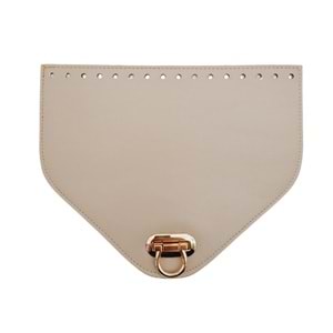 Çanta Aksesuar 22.5x18 cm Suni Deri Bej Renk Kapak Light Gold Metalli