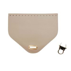 Çanta Aksesuar 22.5x18 cm Suni Deri Bej Renk Kapak Light Gold Metalli