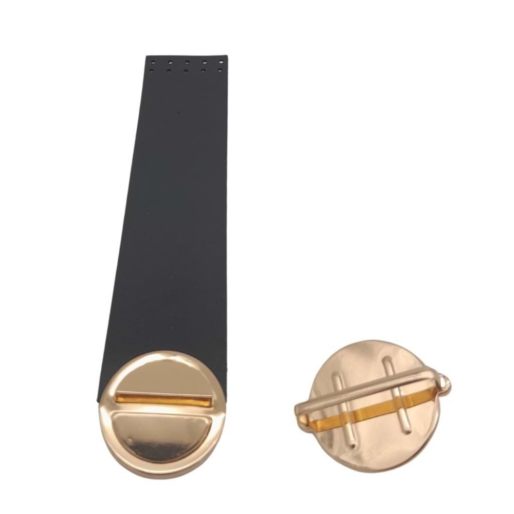 Çanta Aksesuar 18x4 cm Tek Kat Suni Deri Siyah Renk Kapak No:2 Light Gold Metal