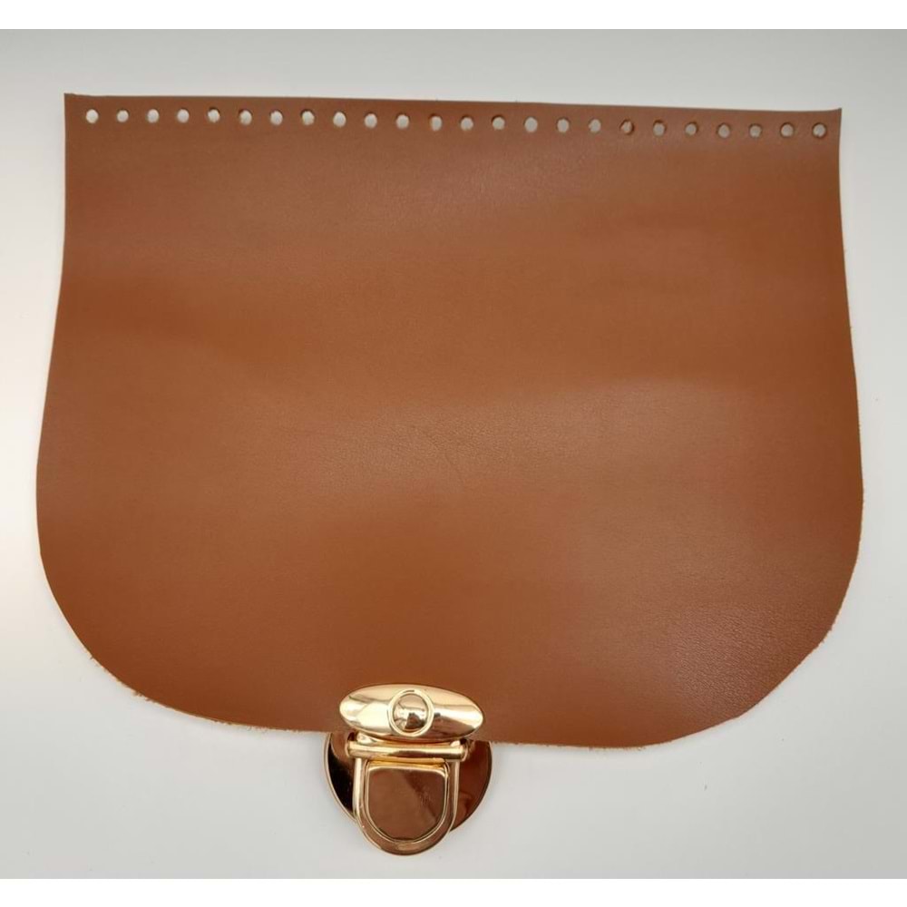 Çanta Aksesuar Tek Kat Suni Deri Taba 24x19 Cm Sarkaç Kilitli Kapak No:1 Light Gold Metalli