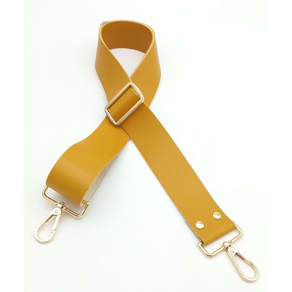 Çanta Aksesuar Suni Deri Hardal 120X4 Cm Çanta Sapı Kalsap Light Gold Metalli