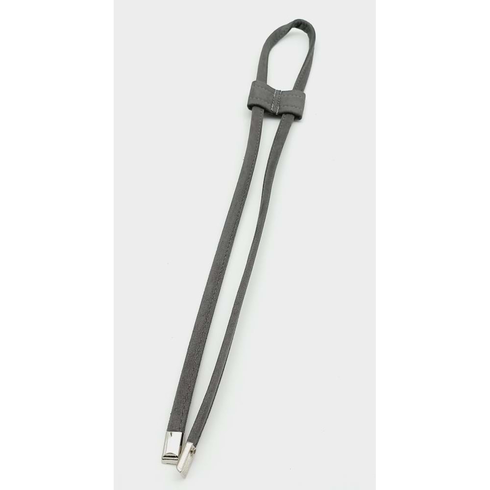 Çanta Aksesuar Gri Renk Suni Deri Nubuk Büzgü Gümüş Metalli