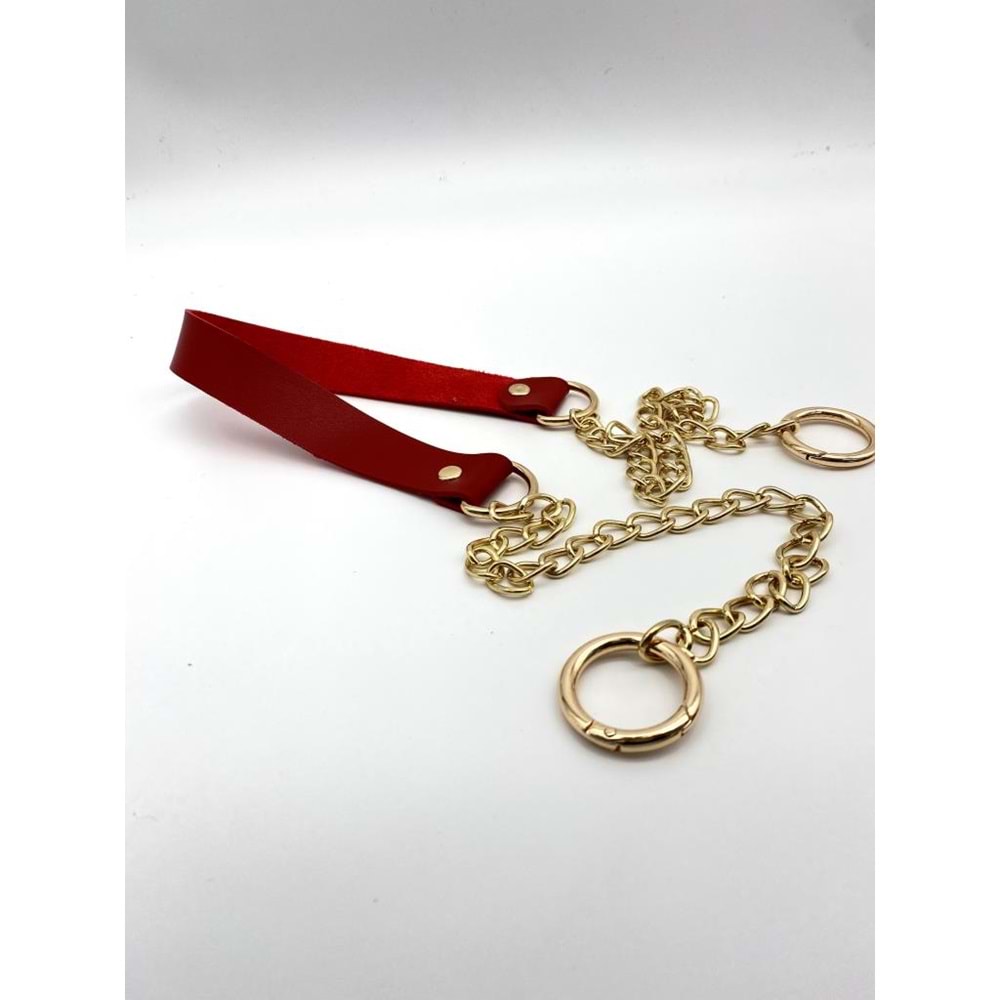 Çanta Aksesuar Tek Kat Suni Deri Bordo Renk İnce Zincirli Sap Light Gold Metal