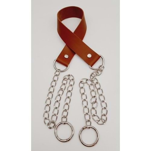 Çanta Aksesuar Tek Kat Suni Deri Taba Renk İnce Zincirli Sap Gümüş Metal