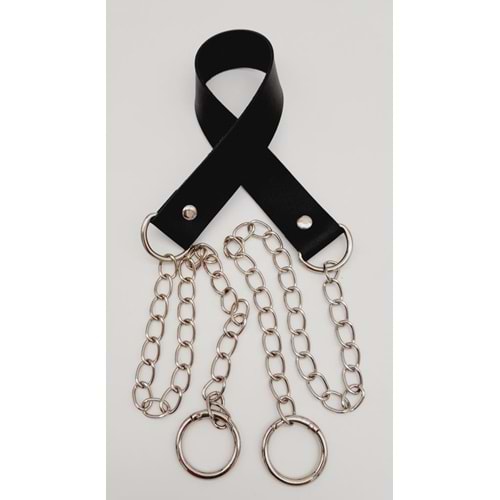 Çanta Aksesuar Tek Kat Suni Deri Siyah Renk İnce Zincirli Sap Gümüş Metal