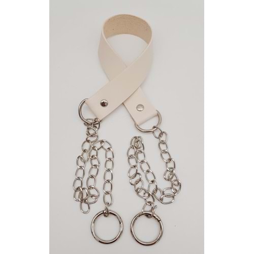 Çanta Aksesuar Tek Kat Suni Deri Krem Renk İnce Zincirli Sap Gümüş Metal