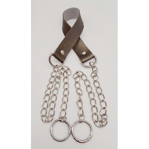 Çanta Aksesuar Tek Kat Suni Deri Parlak Gri Renk İnce Zincirli Sap Gümüş Metal