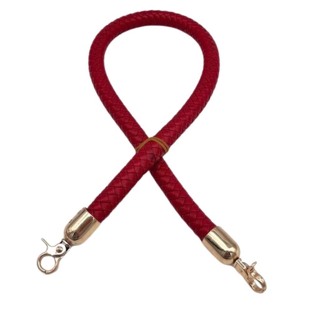 Çanta Aksesuar Kırmızı Renk Uzun Tek Örme Çanta Sapı Light Gold Metal