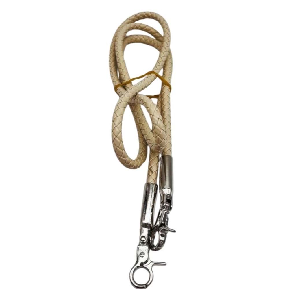 Çanta Aksesuar Bej Renk 120 cm Tek Örme Çanta Sapı Gümüş Metal