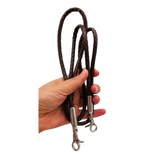 Çanta Aksesuar Koyu Kahve Renk 120 cm Tek Örme Çanta Sapı Gümüş Metal