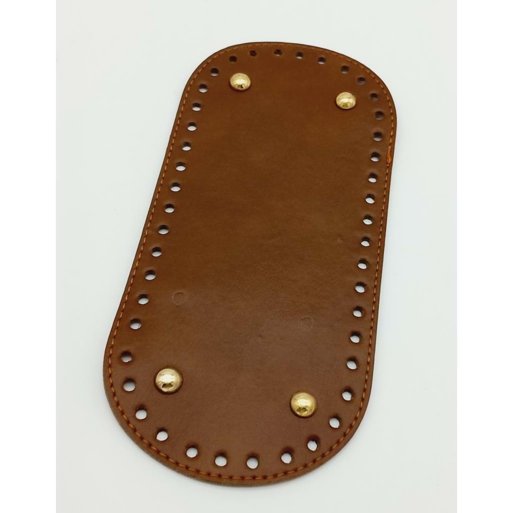 Çanta Aksesuar Suni Deri Taba Renk 25X12 cm Oval Çanta Tabanı (Light Gold Aparatlı)