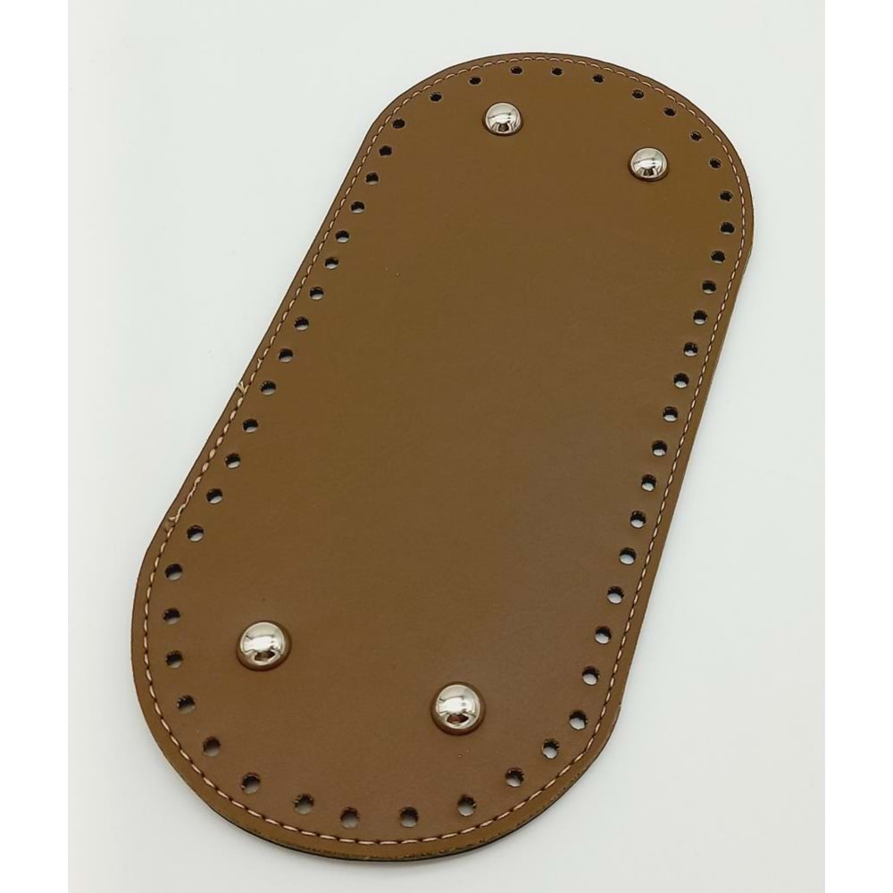 Çanta Aksesuar Suni Deri Vizon Renk 25X12 cm Oval Çanta Tabanı (Gümüş Aparatlı)