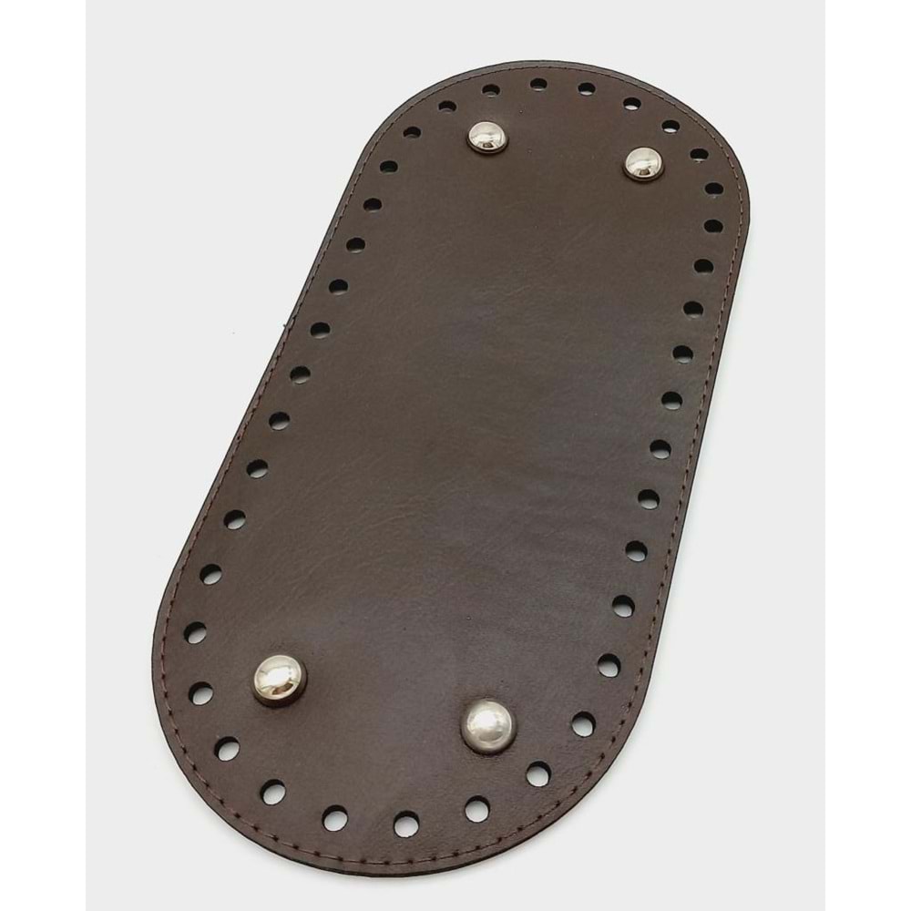 Çanta Aksesuar Suni Deri Kahverengi 25X12 cm Oval Çanta Tabanı (Gümüş Aparatlı)