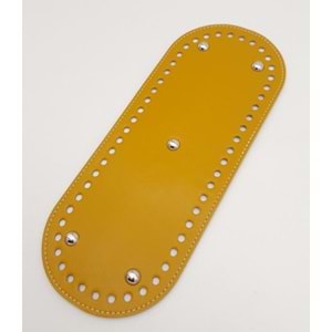 Çanta Aksesuar Suni Deri Hardal Renk 30X12 cm Oval Çanta Tabanı (Gümüş Aparatlı)