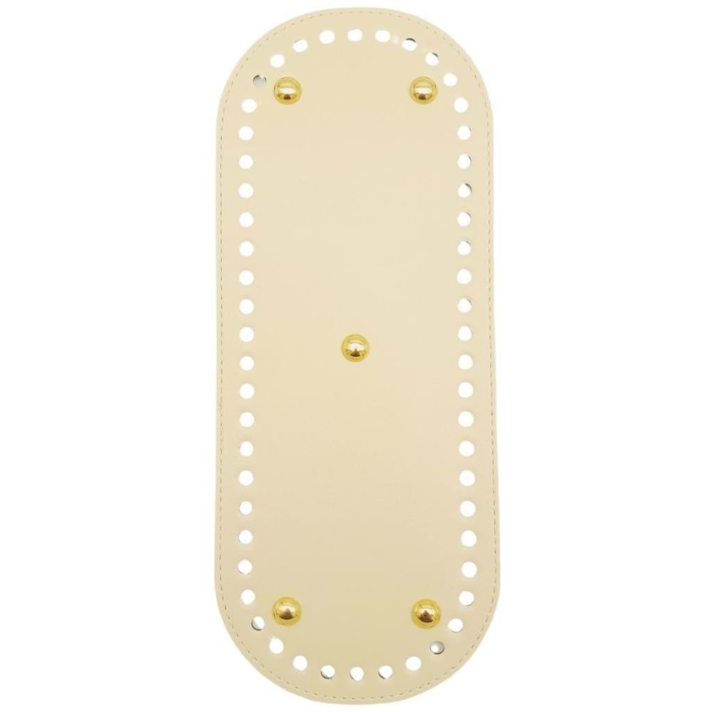 Çanta Aksesuar Suni Deri 30x12 cm Oval Çanta Tabanı Krem Renk Light Gold Aparatlı