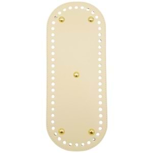 Çanta Aksesuar Suni Deri 30x12 cm Oval Çanta Tabanı Krem Renk Light Gold Aparatlı