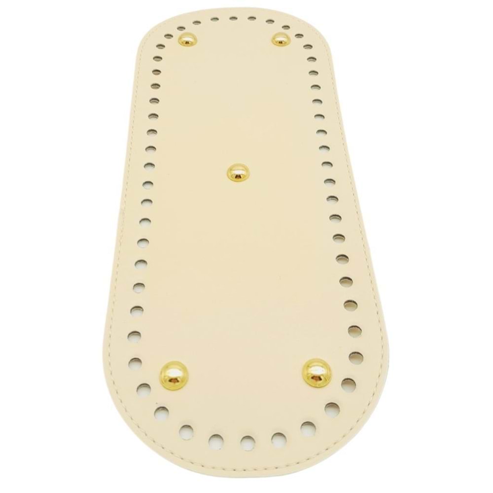 Çanta Aksesuar Suni Deri 30x12 cm Oval Çanta Tabanı Krem Renk Light Gold Aparatlı