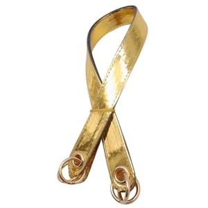 Çanta Aksesuar Parlak Rugan Deri Kuş Gözlü Çift Çanta Sapı Gold Renk Light Gold Metalli